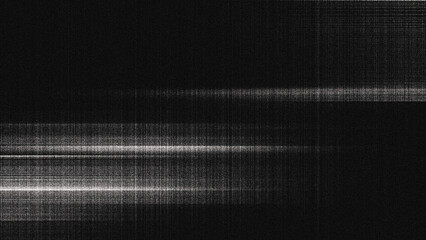 Abstract digital glitch noise random textured strokes with distorted horizontal lines and rough black and white sand background.