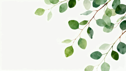Green leafy branch on white background