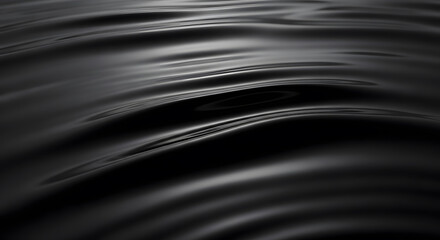 Dark black glossy liquid surface texture with flowing waves and