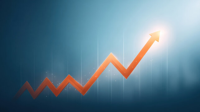 A rising graph indicating growth, success, and positive trends in business.