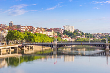 Obraz premium Pont Lafayette over the Rhone river in Lyon, France