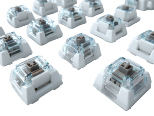 Mechanical Keyboard Key Switches on White Background 