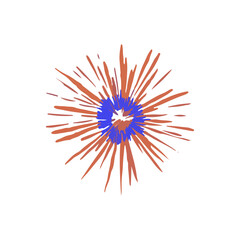 Stylized orange blue starburst illustration