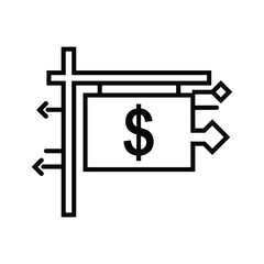 Obraz premium Black sign with dollar symbol on white background