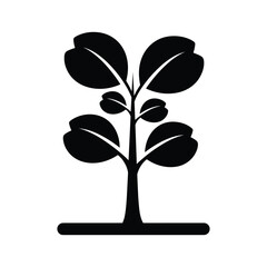 Simple black silhouette of a tree with leaves
