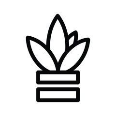 Simple plant icon black white pot