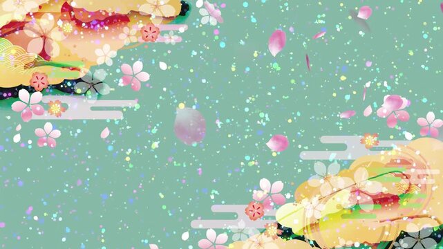 Japanese traditional pattern background with falling cherry blossom petals video: Blossom Blizzard