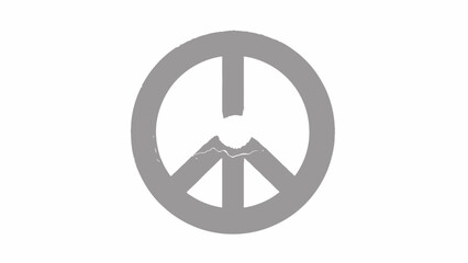 Broken peace symbol on a white background, representing conflict and the absence of harmony.
