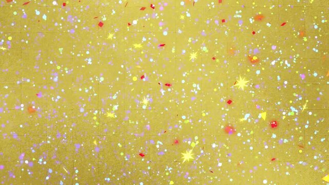 祝福の紙吹雪パーティクルキラキラ金屏風背景　和風