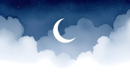 Ramadan watercolor night sky background