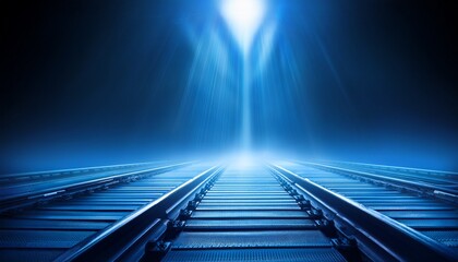 Fototapeta premium Blue Light Shines Down On Platform