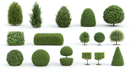 Collection of shaped green bushes