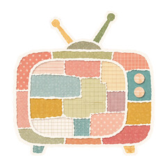 Vintage television made of colorful paper collage