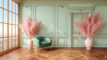 Luxurious Room with Pampas Grass Decor.