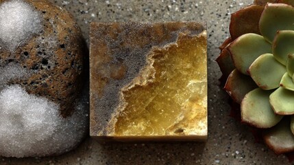 Luxurious Spa Products on Stone Surface.