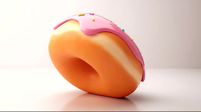 Colorful donut with sprinkles on a clean surface