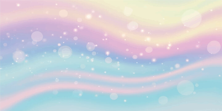 Abstract Pastel Rainbow Swirls with Bokeh Lights.