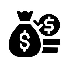 Green dollar money bag icon symbol for business and finance illustration