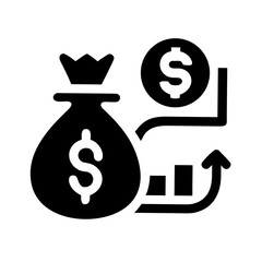 Green dollar money bag icon symbol for business and finance illustration
