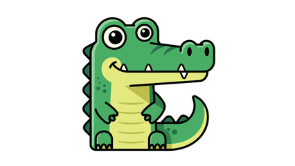 Fototapeta premium Cartoon Alligator Character with Open Mouth.