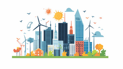 Sustainable City with Renewable Energy Sources. © Fandi Comp