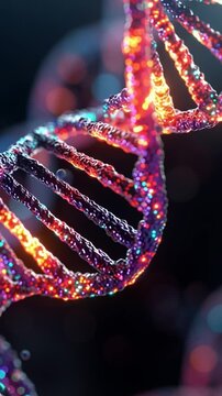 DNA Helix: Intricate depiction of a DNA helix, with its elegant double-helix structure, illuminated with vibrant colors. A symbol of life's building block.
