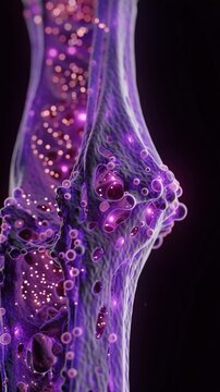 Microscopic marvel of life: A mesmerizing view of the biological world unveils intricate structures, displaying cellular elements and delicate textures.