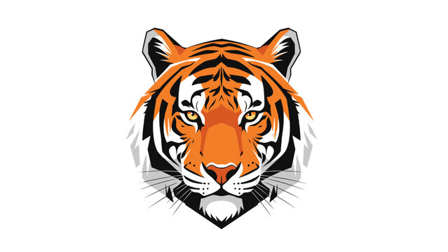 Tiger Head Illustration with Detailed Facial Features.