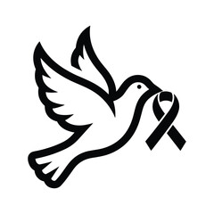 Fototapeta premium Dove Flying with Awareness Ribbon