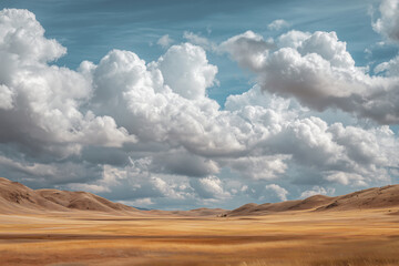 Epic Wide Landscape with Dramatic Clouds &ndash; Atmospheric Nature Background and Open Horizon Concept