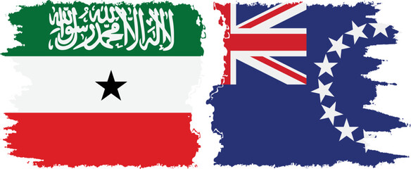 Cook Islands and Somaliland grunge flags connection, vector