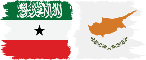 Cyprus and Somaliland grunge flags connection, vector
