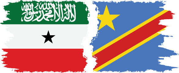 Congo - Kinshasa and Somaliland grunge flags connection, vector