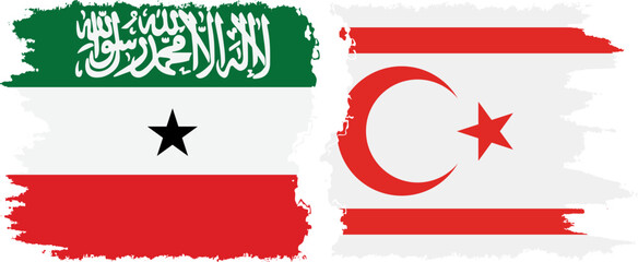 Turkish Republic of Northern Cyprus and Somaliland grunge flags connection, vector