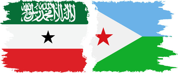 Djibouti and Somaliland grunge flags connection, vector