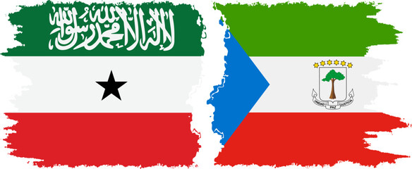 Equatorial Guinea and Somaliland grunge flags connection, vector