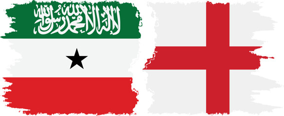 England and Somaliland grunge flags connection, vector