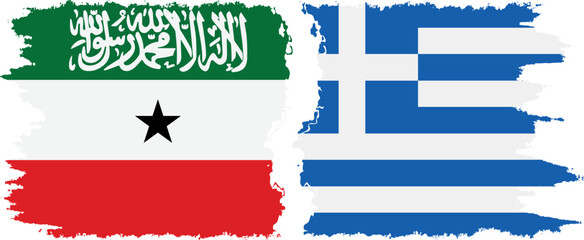 Greece and Somaliland grunge flags connection, vector