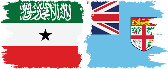 Fiji and Somaliland grunge flags connection, vector