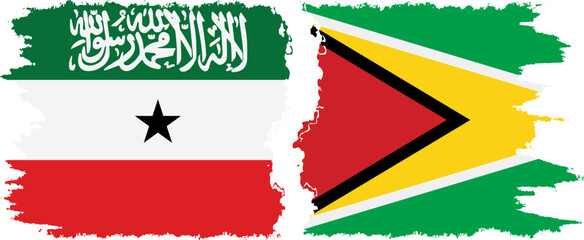 Guyana and Somaliland grunge flags connection, vector