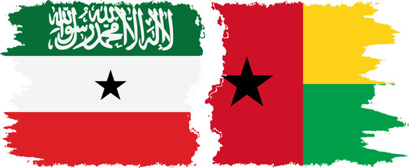 Guinea Bissau and Somaliland grunge flags connection, vector