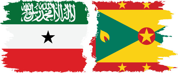 Grenada and Somaliland grunge flags connection, vector