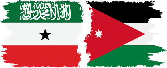 Jordan and Somaliland grunge flags connection, vector