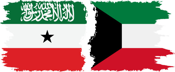 Kuwait and Somaliland grunge flags connection, vector