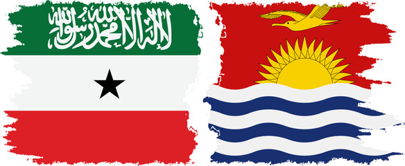 Kiribati and Somaliland grunge flags connection, vector