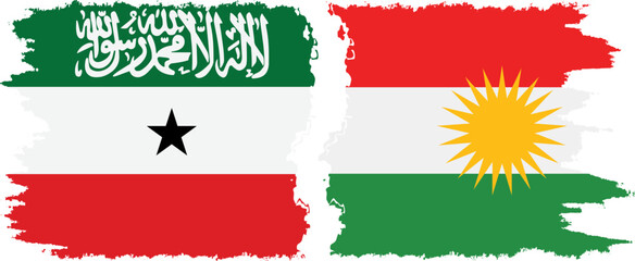 Kurdistan and Somaliland grunge flags connection, vector