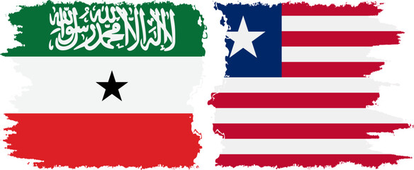 Liberia and Somaliland grunge flags connection, vector