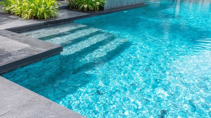 Obraz premium Luxury Swimming Pool with Clear Blue Water.