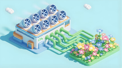 Obraz premium Carbon Capture Factory 3D Isometric Illustration