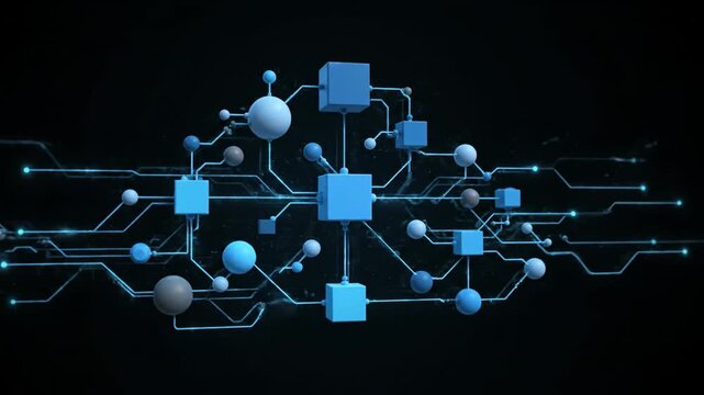 Blockchain Network Nodes Structure Visualizing Decentralized Digital Technology System